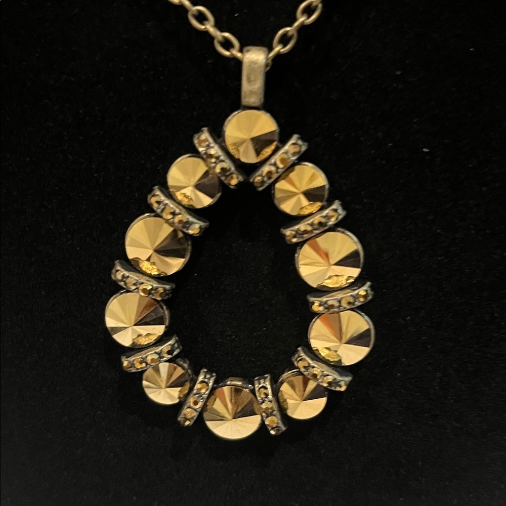 Paparazzi Elegant Gold and Brown Teardrop Necklace and earrings set -Nickel Free